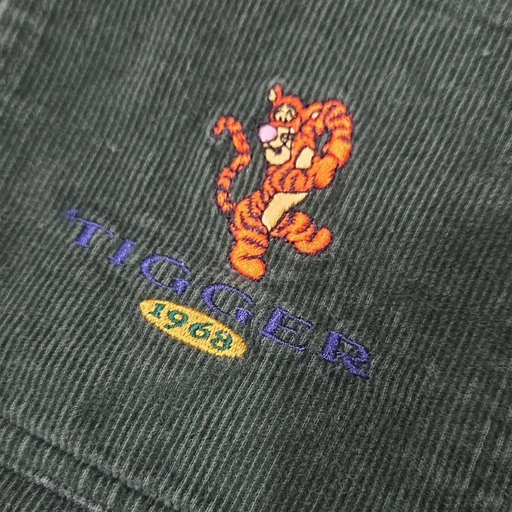 Vintage Disney Tigger Green Corduroy Button-Up Shirt - Picture 2 of 6